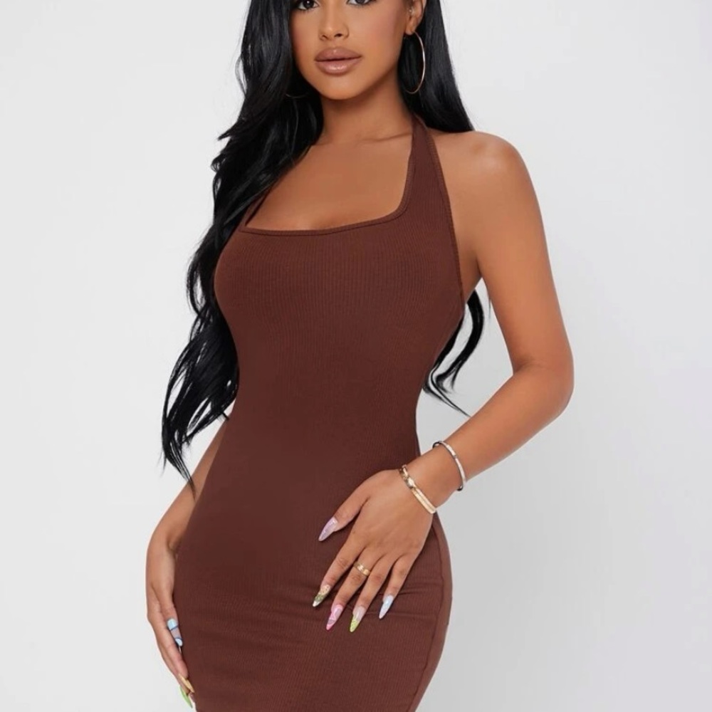 Brown mini dress
